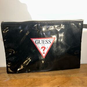 GUESS Black patent jumbo clutch purse/laptop case